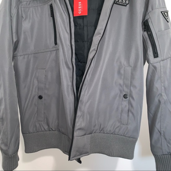 NWT Guess Men’s Grey Nylon Jacket with Pockets - Picture 6 of 12